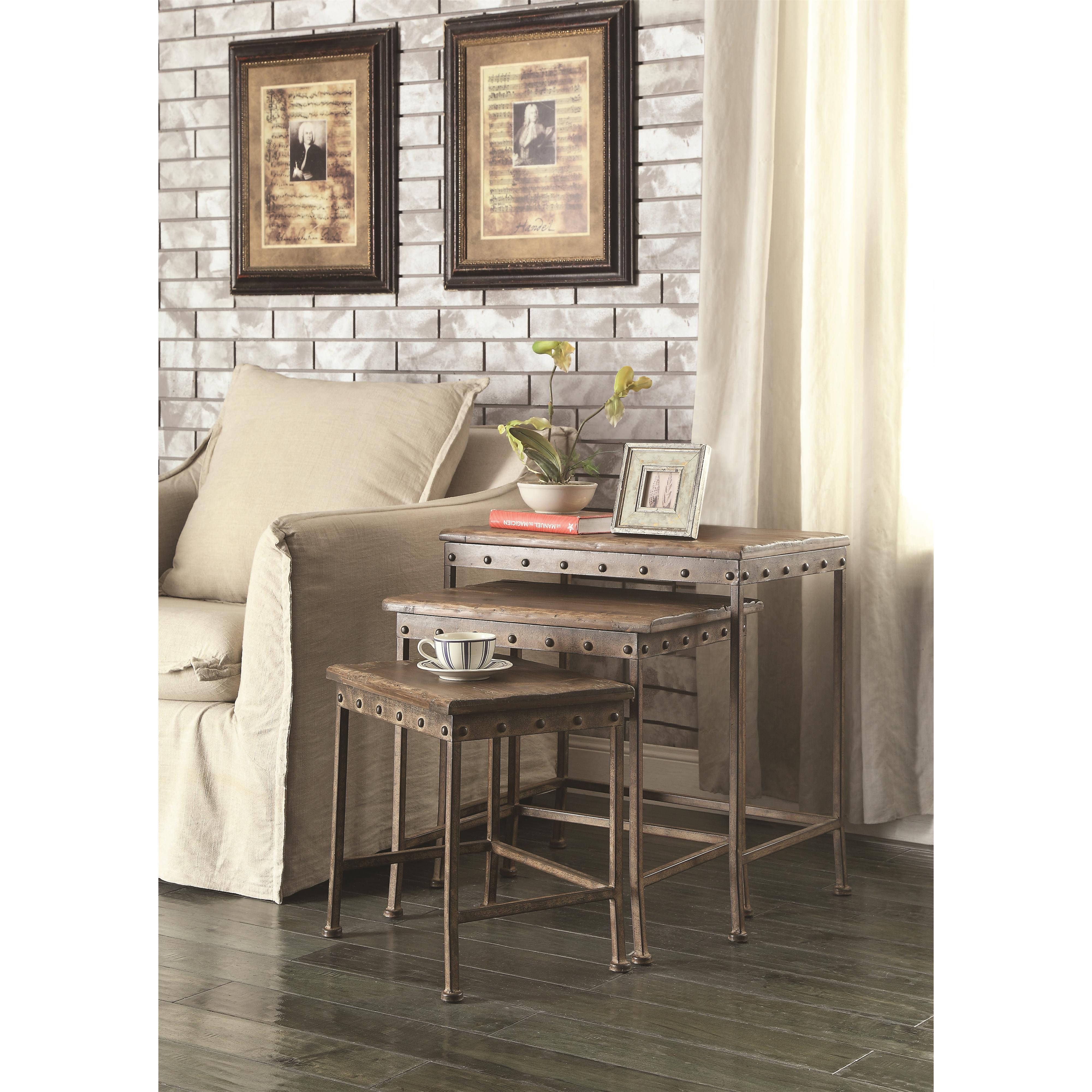 Coaster Nesting Tables Set of Three Nesting Tables with Antique Brown